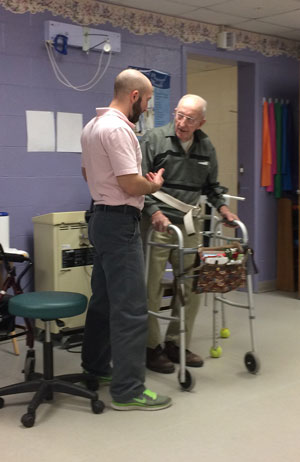 Waterville therapist with resident.