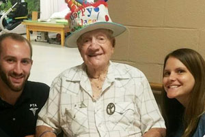 Waterville therapist working out with resident.